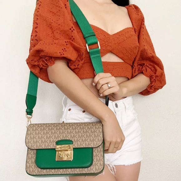 Michael Kors Sloan Editor Medium Flap Shoulder Bag Crossbody Palmetto Green MK - Picture 2 of 3